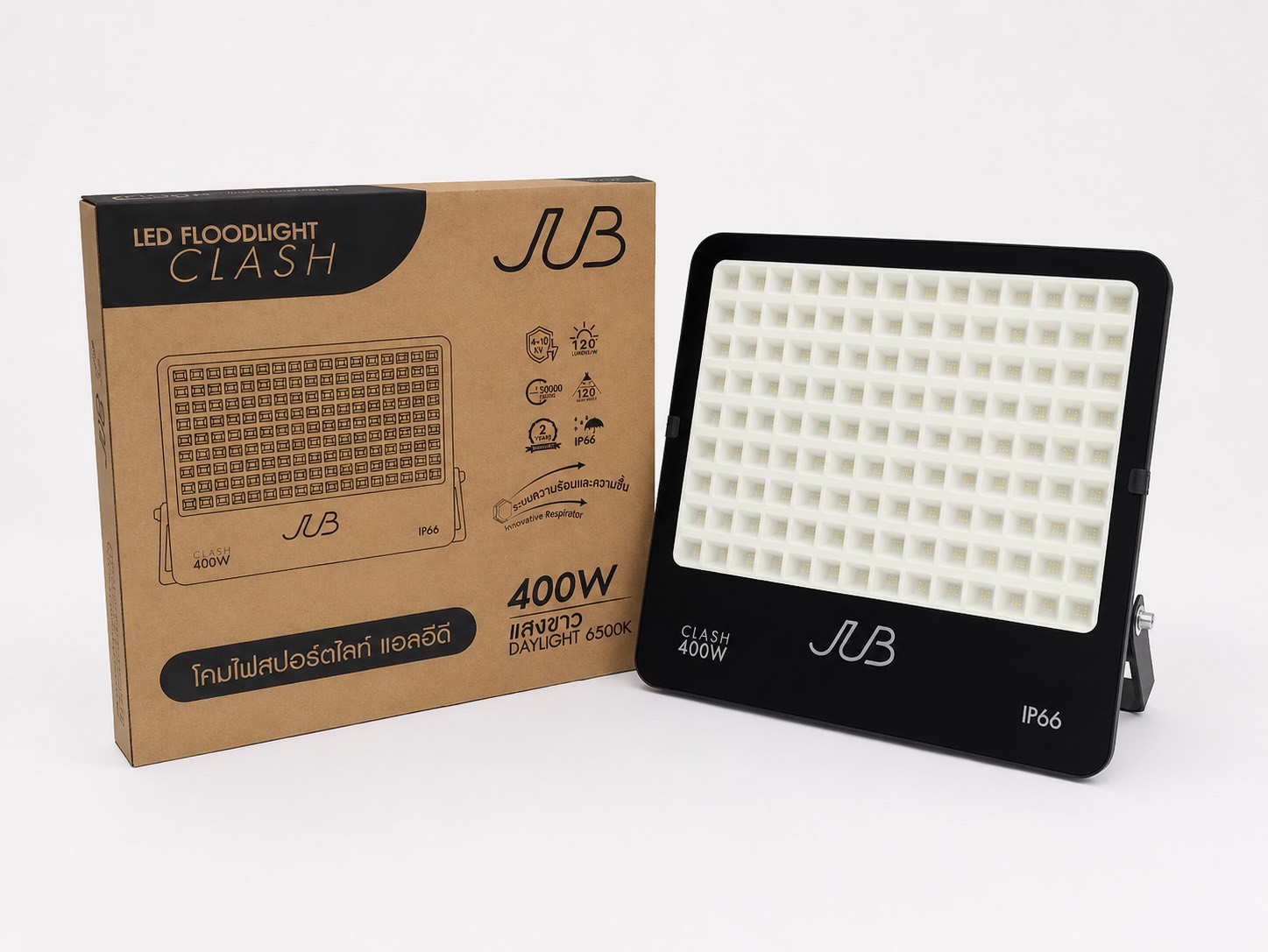 โคมไฟสปอร์ตไลท์ แอลอีดี รุ่น CLASH 400w สีดำ เดย์ไลท์ (แสงขาว)
