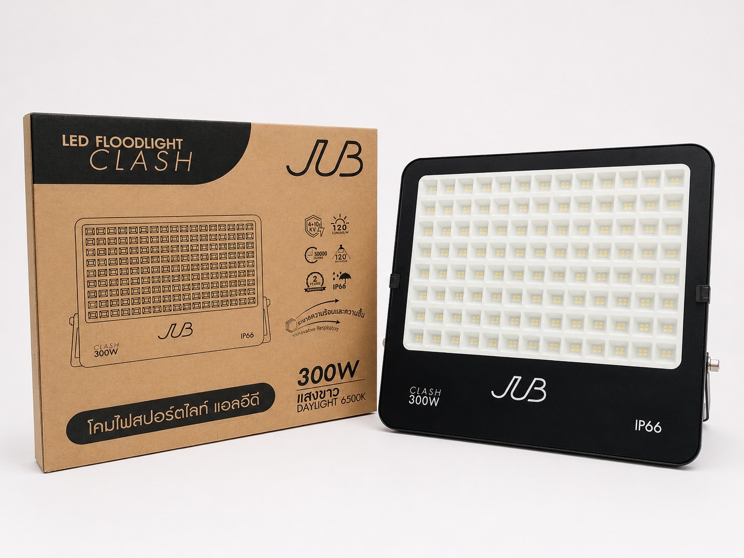 โคมไฟสปอร์ตไลท์ แอลอีดี รุ่น CLASH 300w สีดำ เดย์ไลท์ (แสงขาว)